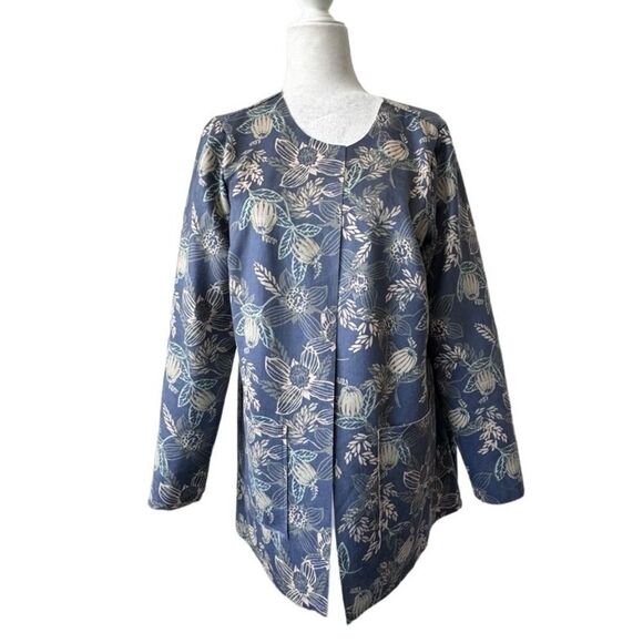 Naturals D & Co Open Front Cardigan Floral Faux Suede QVC SZ M - Picture 13 of 13